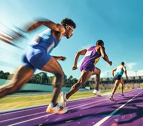 Runners racing on a track