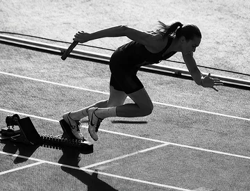 Sprinter leaving the starting blocks