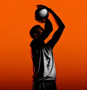 Basketball player in silhouette